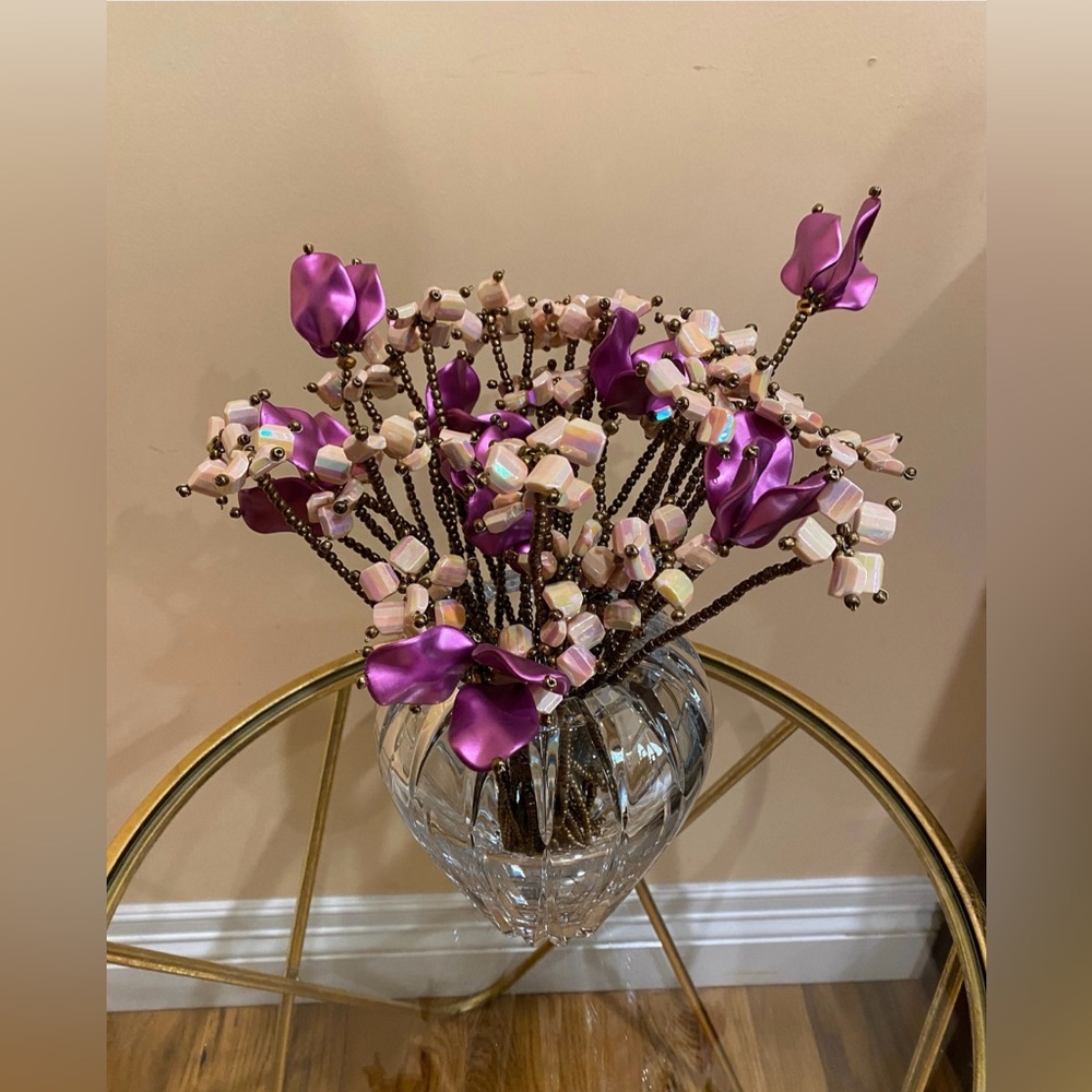 Artificial beaded flowers Beaded flower stems flower stems for vase pink flower